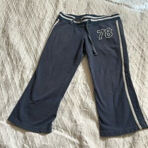 Hiatus size medium cotton/span blue with white stipe drawstring waist crop pants